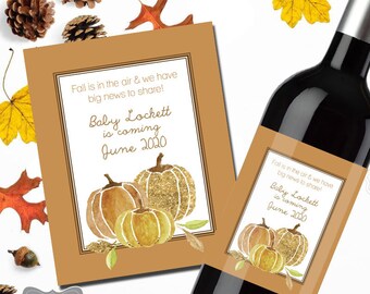 Thanksgiving Pregnancy Announcement, Fall Pregnancy Announcement, Wine Label Pregnancy Announcement, Pregnancy Reveal to Family, Pregnancy