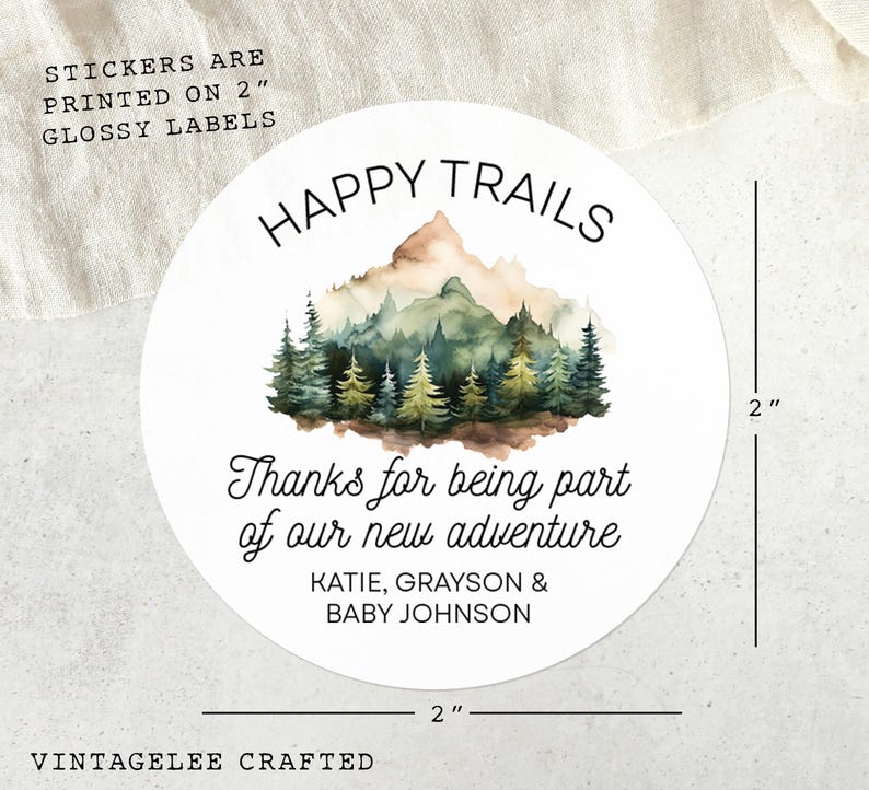 Woodland Baby Shower Stickers, Woodland Baby Shower Favors, Happy Trails Baby Shower Stickers, Woodland Baby Shower Theme, Woodland Animals bild 2