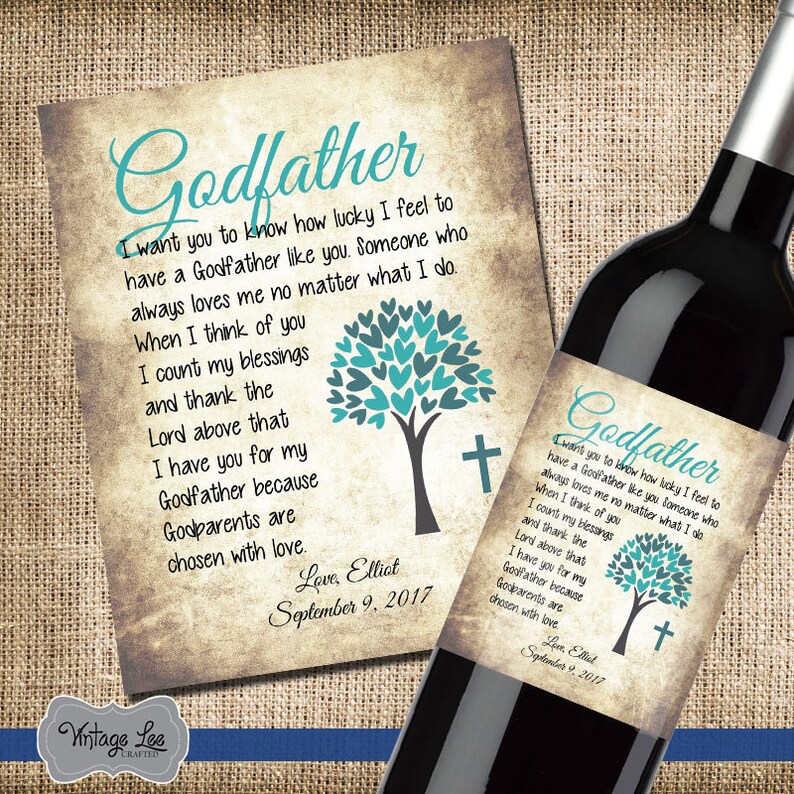 Baptism Thank You Gift God Parent Thank You Wine Label For | Etsy