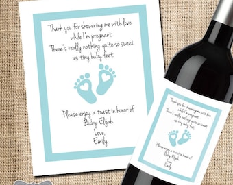 Shower Hostess Gift, Baby Shower Thank You, Gift for Hosting Baby Shower, Wine Label, Wine Gift for Shower, Thank You Wine Label