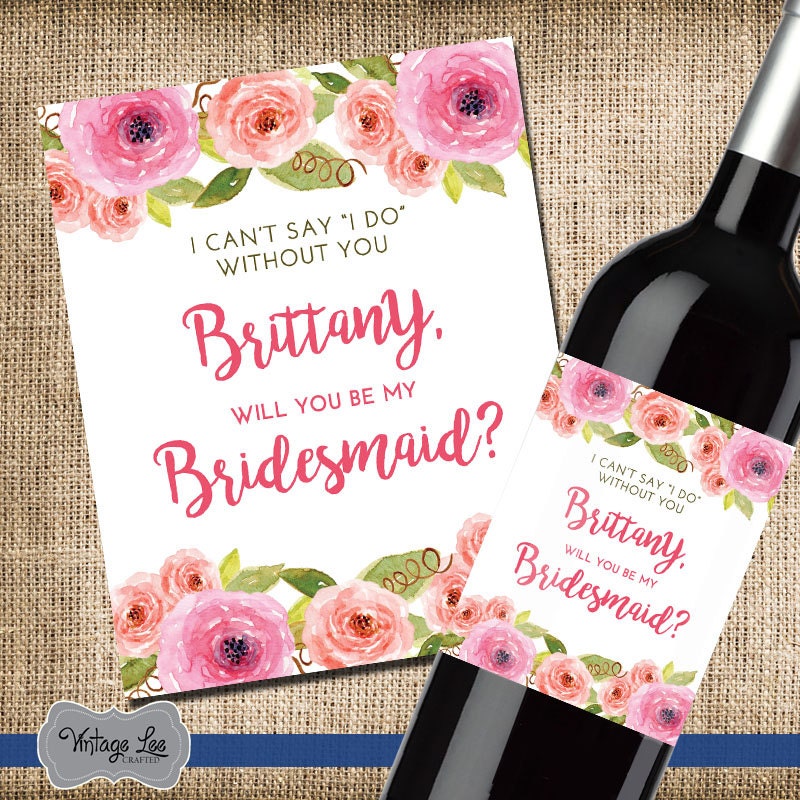 Will You Be My Bridesmaid Wine Label Custom Wine Label Wine | Etsy