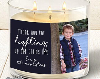 Teacher Christmas Gift, Teacher Candle Label, Teacher Gift, Daycare Provider Gift, Christmas Candle Labels, Personalized Candle Label, Label