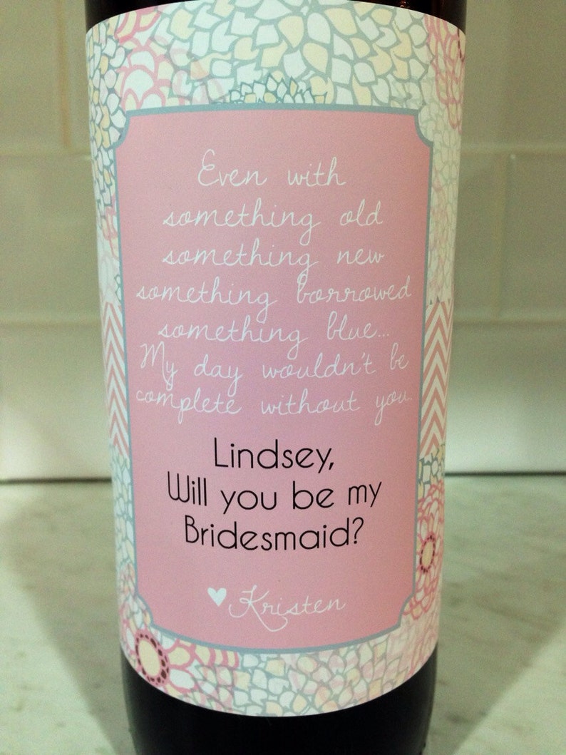 Will You Be My Bridesmaid Wine Label Bridesmaid Wine Bottle Etsy