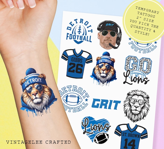Sports Team Temporary Tattoos, Detroit Tattoos, Lions Tattoos