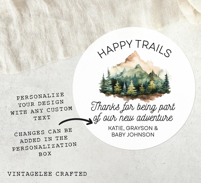 Woodland Baby Shower Stickers, Woodland Baby Shower Favors, Happy Trails Baby Shower Stickers, Woodland Baby Shower Theme, Woodland Animals bild 4