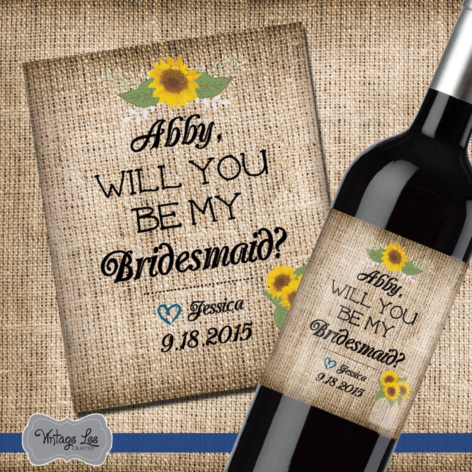 Will You Be My Bridesmaid Wine Label Custom Wine Label Wine Etsy
