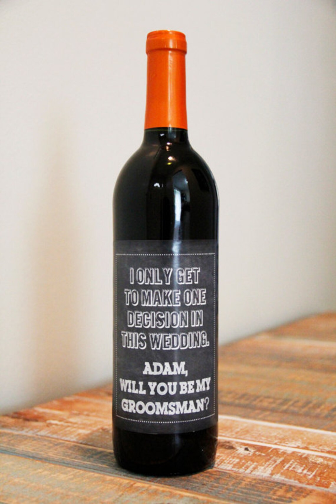 Will you be my groomsman wine label groomsmen wine label