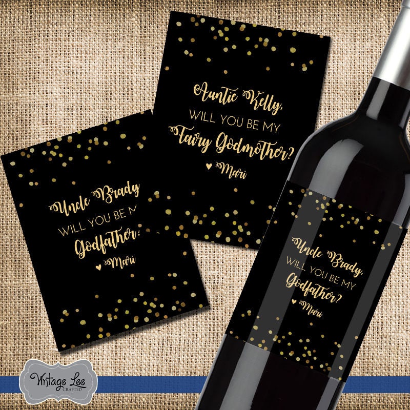 Will You Be My Godmother Gift, Will You be My Godfather Wine Label, G…