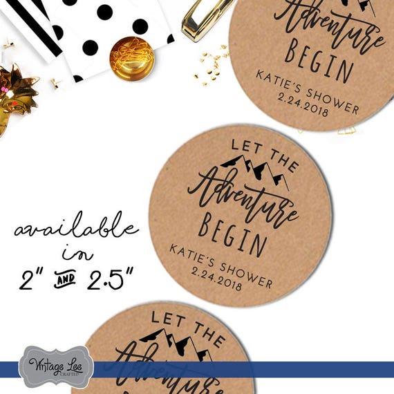 Let The Adventure Begin Labels Woodland Baby Shower Favors Bridal Stickers Trail Mix
