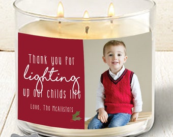 Teacher Christmas Gift, Teacher Candle Label, Teacher Gift, Daycare Provider Gift, Christmas Candle Labels, Personalized Candle Label, Label