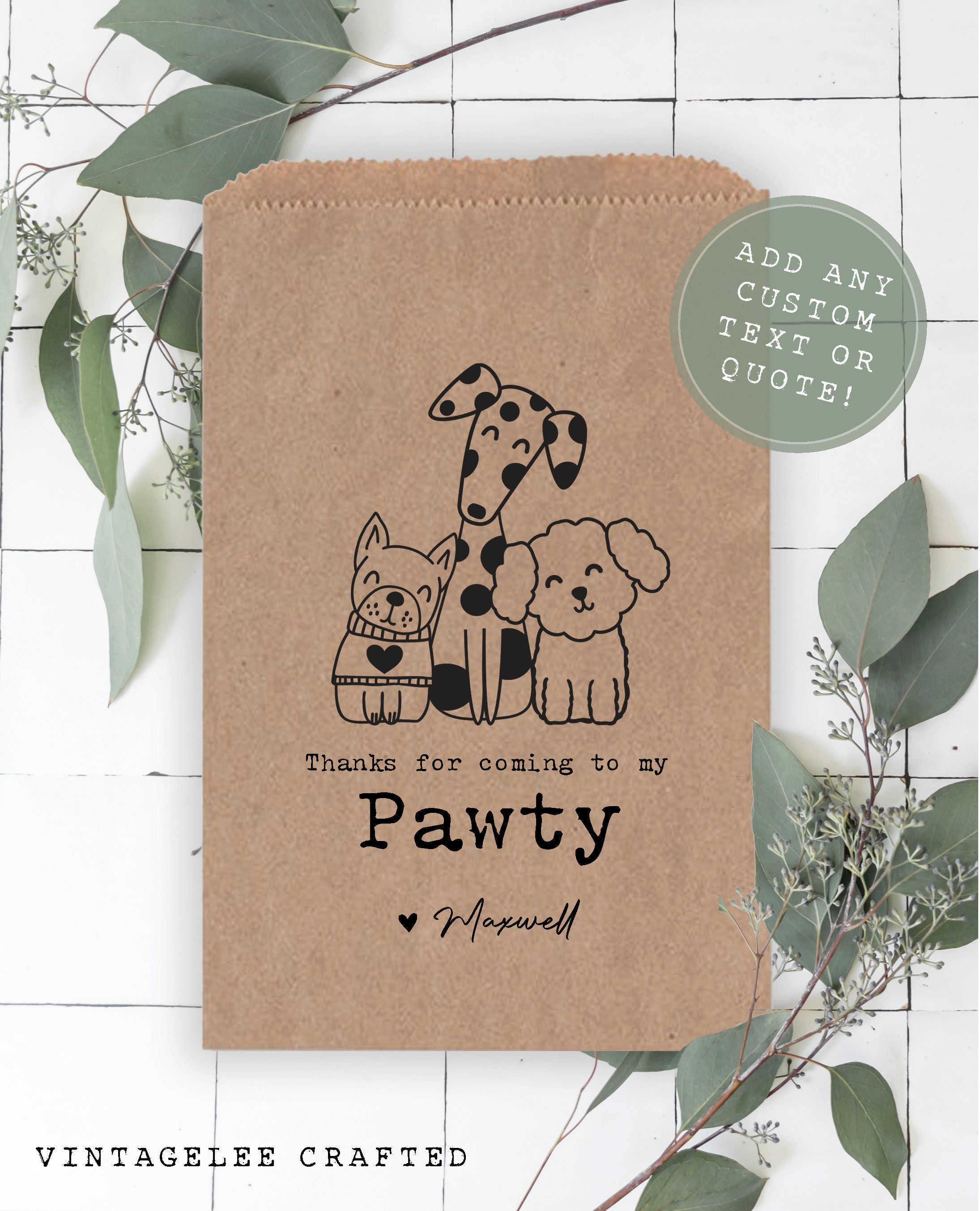 Dog Birthday Party Favor Bags, Pawty Birthday Favors, First Birthday Favor Bags, Dog Birthday Party Treats, Dog Theme Party Favor, Favor Bag