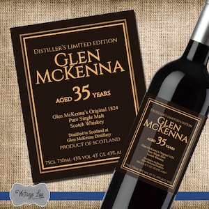 Hoe ik je moeder ontmoette Gift, Glen McKenna 35 jaar Scotch Label, hoe ik je moeder Scotch ontmoette, HIMYM Gift, wordt legendarisch Scotch Label