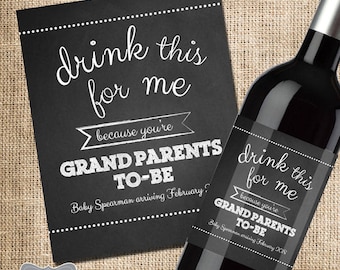 Pregnancy Announcement Grandparents, Pregnancy Announcement to Parents Wine Label, Announcing Pregnancy Cards, Pregnancy Announcement Family