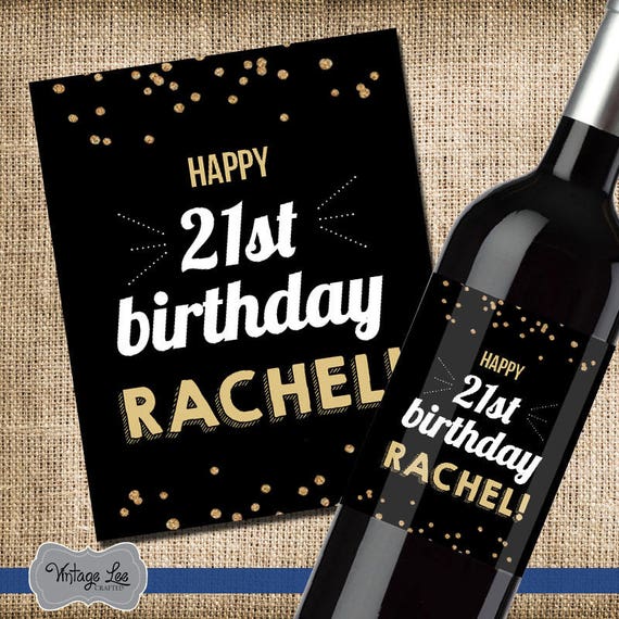 21st birthday gift for her 21st birthday wine label 21st etsy