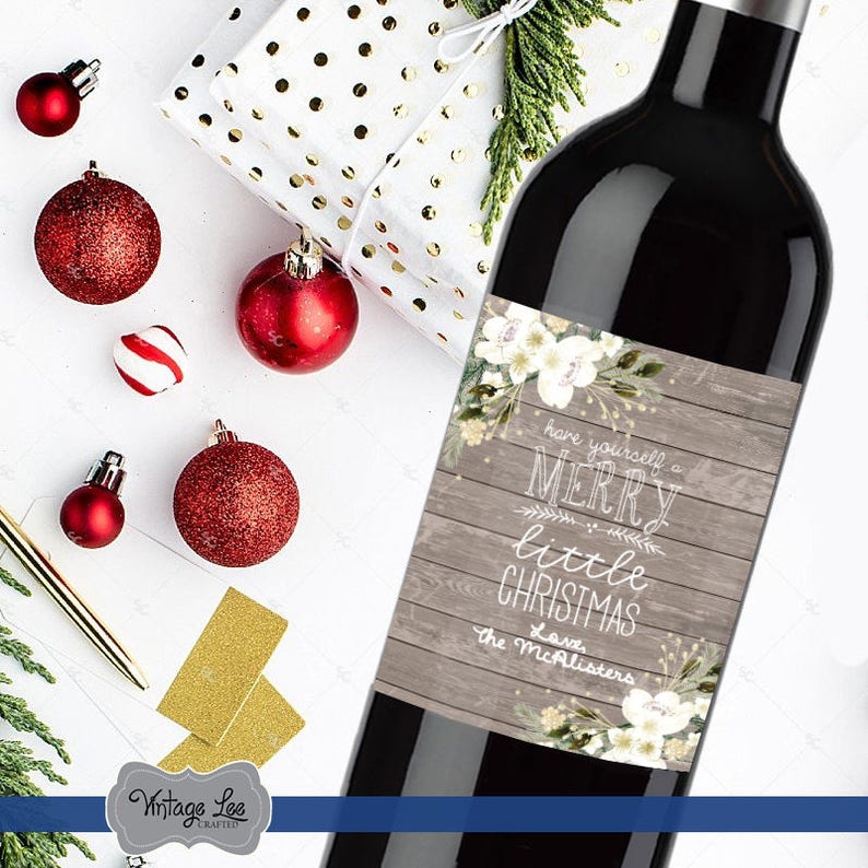 Custom Wine Label Christmas Labels Teacher Christmas Gift Christmas Wine Labels Neighbor Gift Christmas Wine Gift Christmas Wine label
