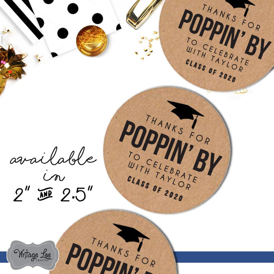 Graduation Popcorn Favors, Graduation Popcorn Labels, Graduation Party
