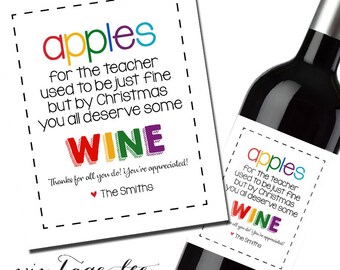 Teacher Christmas Gifts, Christmas Gift for Teacher, Teacher Wine Label, Teacher Appreciation Gift, Male Teacher Gift, Personalized Teacher