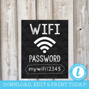 WIFI Password Sign Chalkboard Wifi Sign Customizable Guest - Etsy