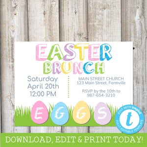 EASTER PARTY INVITATION Easter Brunch Invitation Spring Party Easter Party Invite Easter Printable Spring Brunch Instant Download Templett