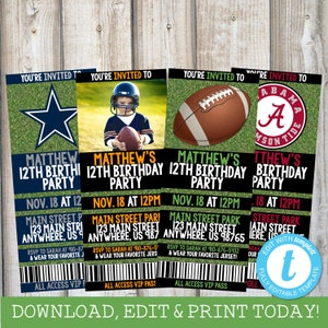 FOOTBALL BIRTHDAY INVITATION Football Invitation Football Ticket Invitation Birthday Invitations Football Invitations Tailgate Invitations