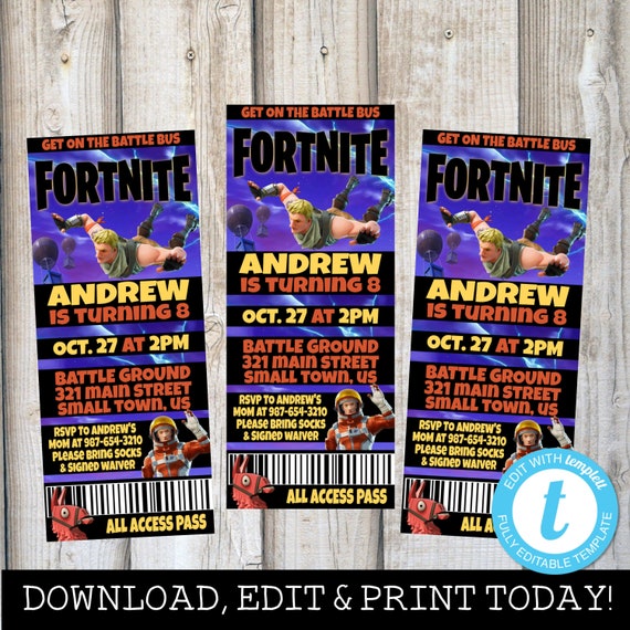 FORTNITE BIRTHDAY INVITE Fortnight Birthday Card Fortnite | Etsy