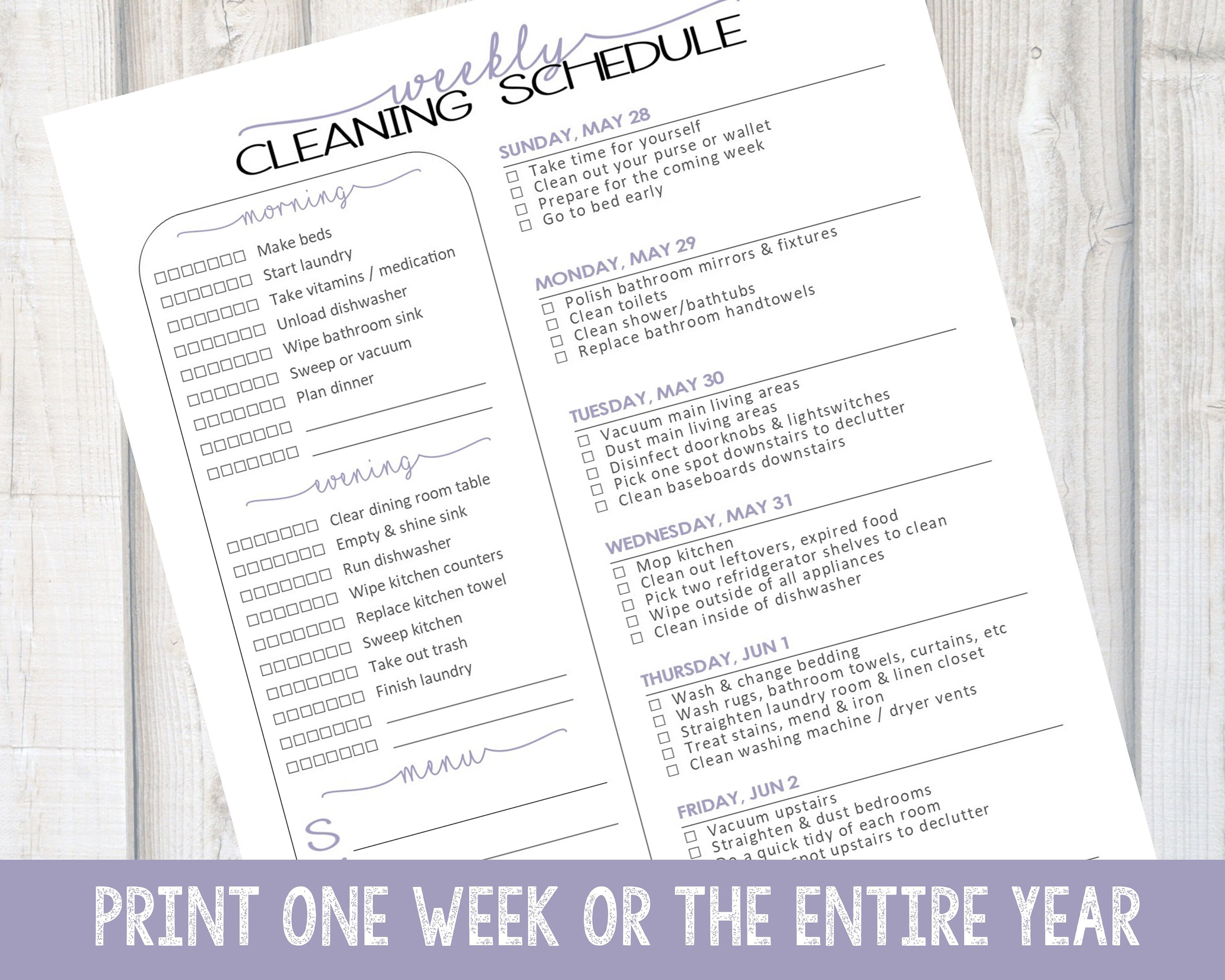CLEANING CHECKLIST Yearly Cleaning Schedule Cleaning Chart - Etsy Finland