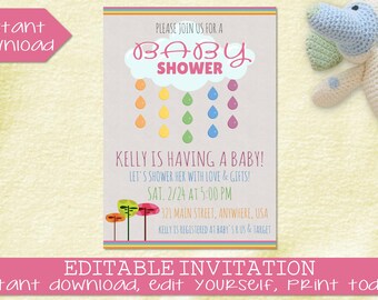 RAINBOW BABY SHOWER Invitation, Rainbow Shower Invite, Custom Baby Shower Invite, Rainbow Baby Sprinkle, Rainbow Sprinkle, Baby Shower