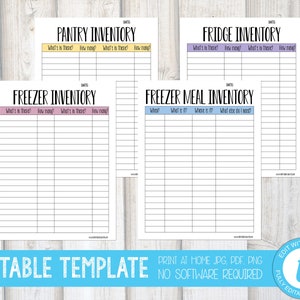 INVENTORY TRACKER | Kitchen Organization Emergency Binder, Meal Planner Printable, Pantry Inventory Sheet, Freezer Inventory Template