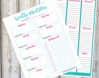 Weekly Meal Planner, Grocery List, Meal Plan Bundle, Home Management, Instant Download, Printable