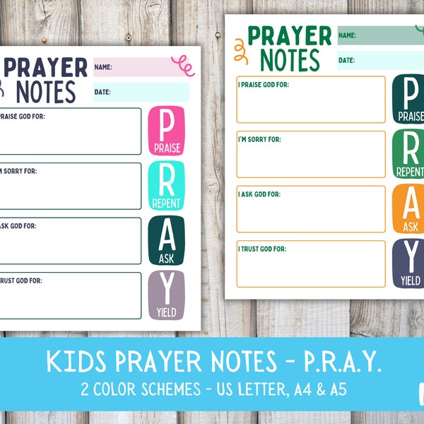 PRAYER JOUNRAL for Kids, Mindfulness Prayer Journal for Teens Bible Study Guide for Prayer Cards Devotional Prayer Sermon Notes Printable