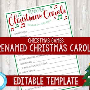 CHRISTMAS CAROL GAME | Christmas Trivia Holiday Games for Kids Christmas Song Game Fun Christmas Game Printable Games Family Game Night