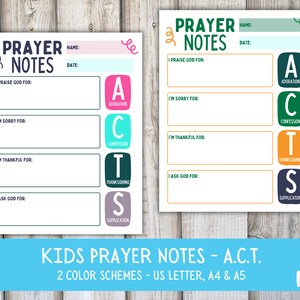 PRAYER NOTES for Kids, Devotional Prayer Journal for Bible Study for Prayer Bible Study Guide Prayer Cards Mindfulness Sermon Notes Download
