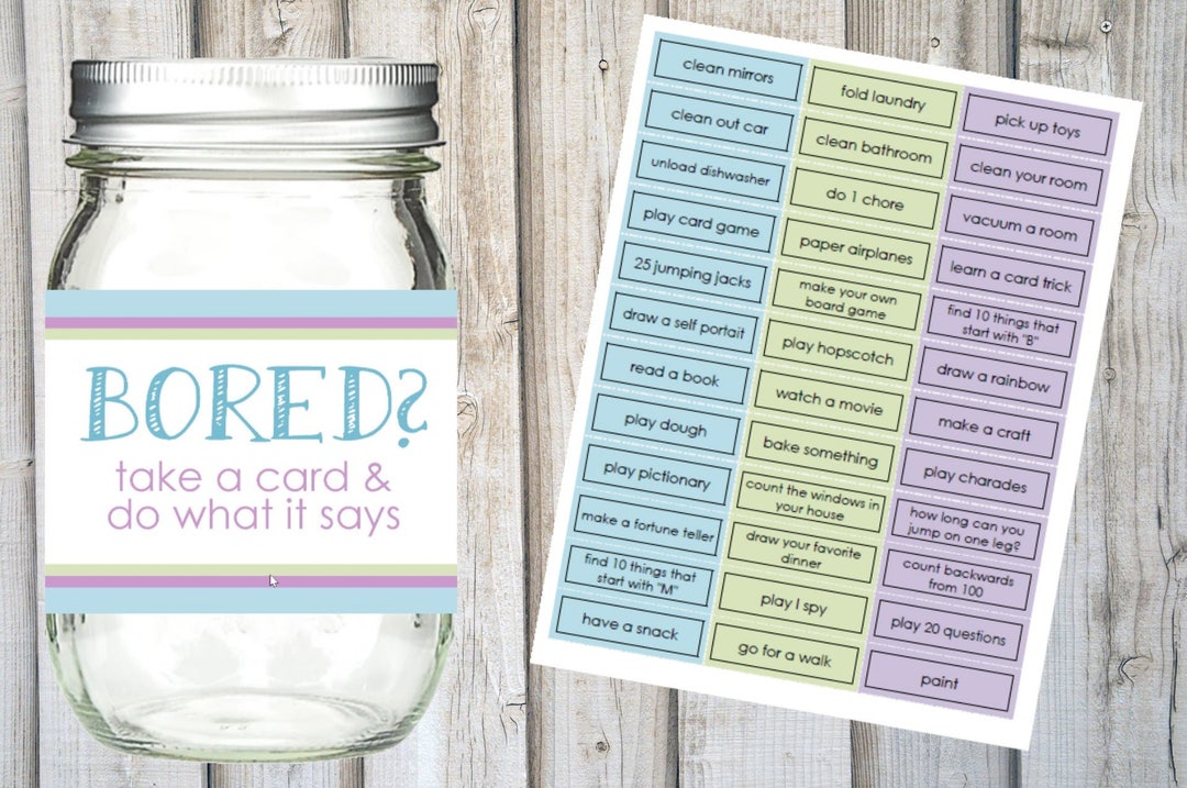 I'M BOARD JAR Printable Set  Kids Summer to Do List  36