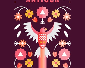 Guatemala Antigua Coffee Illustration Art Print (8x10)