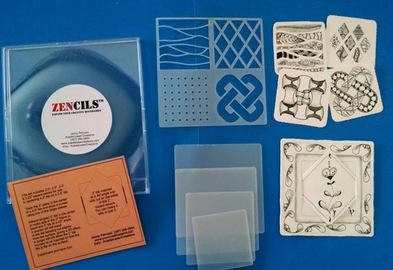 Zencils!  Set of 5 stencils for Zentangle® Bijou tiles