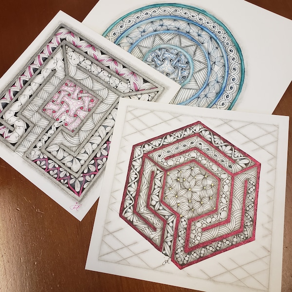 6" Salted Pink Labyrinth™ Stencil Set of 3