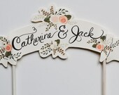 Custom Wedding Cake Topper - Cream | Bride & Groom's Name Handpainted