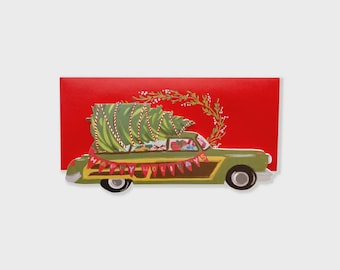 Holiday Tree Station Wagon Christmas Greeting Card