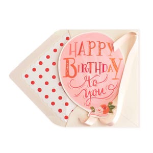 Happy Birthday Balloon with Ribbon Greeting Card