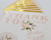 Custom Thank you wedding note cards/Custom set of 25/ Gold Foil Blush/ Liner