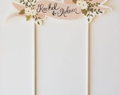 Custom Cake Topper Bride and Groom Handpainted Names-Blush