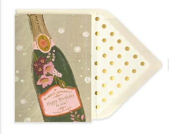 Bubbly Sparkly Champagne Happy Birthday Greeting Card