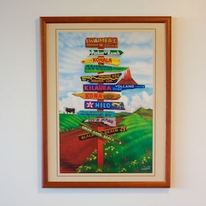 Big Mana - hawaiian travel signpost art painting poster