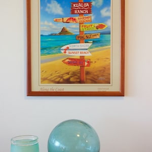 Along The Coast - hawaiian travel signpost art painting poster