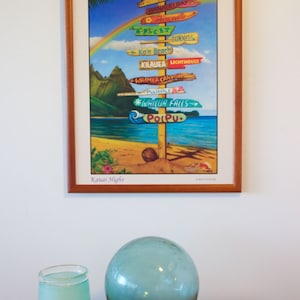 Kauai Highs - hawaiian travel signpost art painting poster