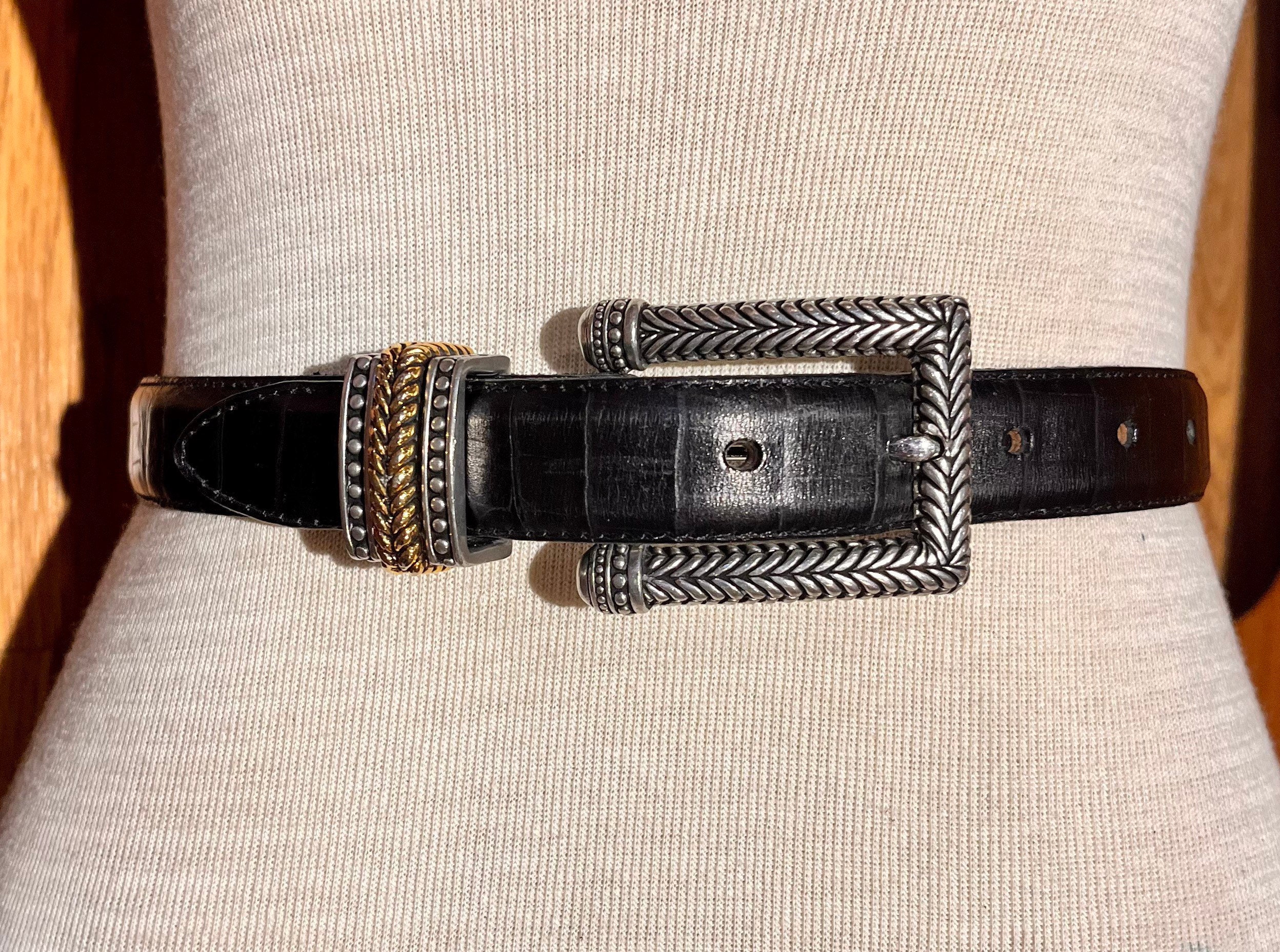 Bespoke Black Crocodile Leather Belt Handmade B02 - Hephakee
