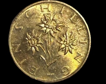 Vintage 1991 Austrian 1 Schilling Coin – Edelweiss Flower Design