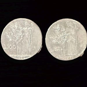 Two Rare Vintage 100 Lire Coins Italian Republic - 1966 - Minerva and Bay Tree