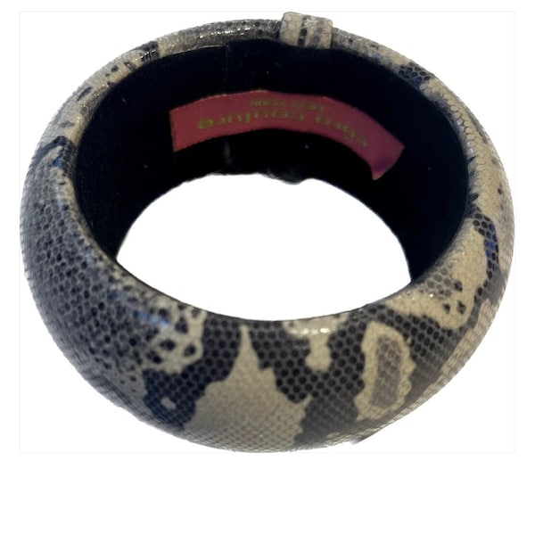 Vintage Cara Couture NY Leather Snakeskin Print Bangle Bracelet Unisex