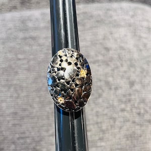 Vintage Silver and Gold Plated Carved Open Oval Chunky Statement Ring Size 6.24